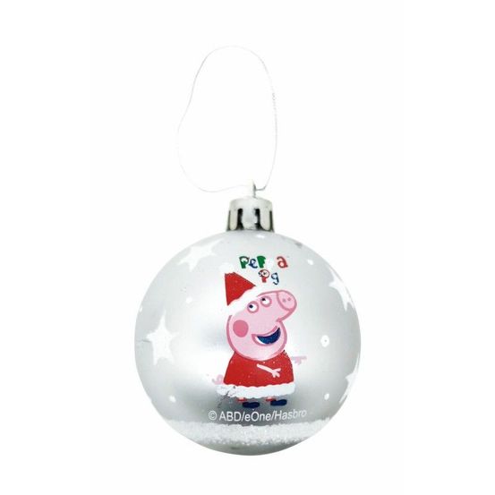 Boule de noël peppa pig cosy corner argenté 10 unités plastique (ø 6 cm)