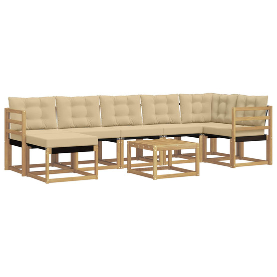 Ensemble de canapés d'extérieur 8 pcs blanc et beige