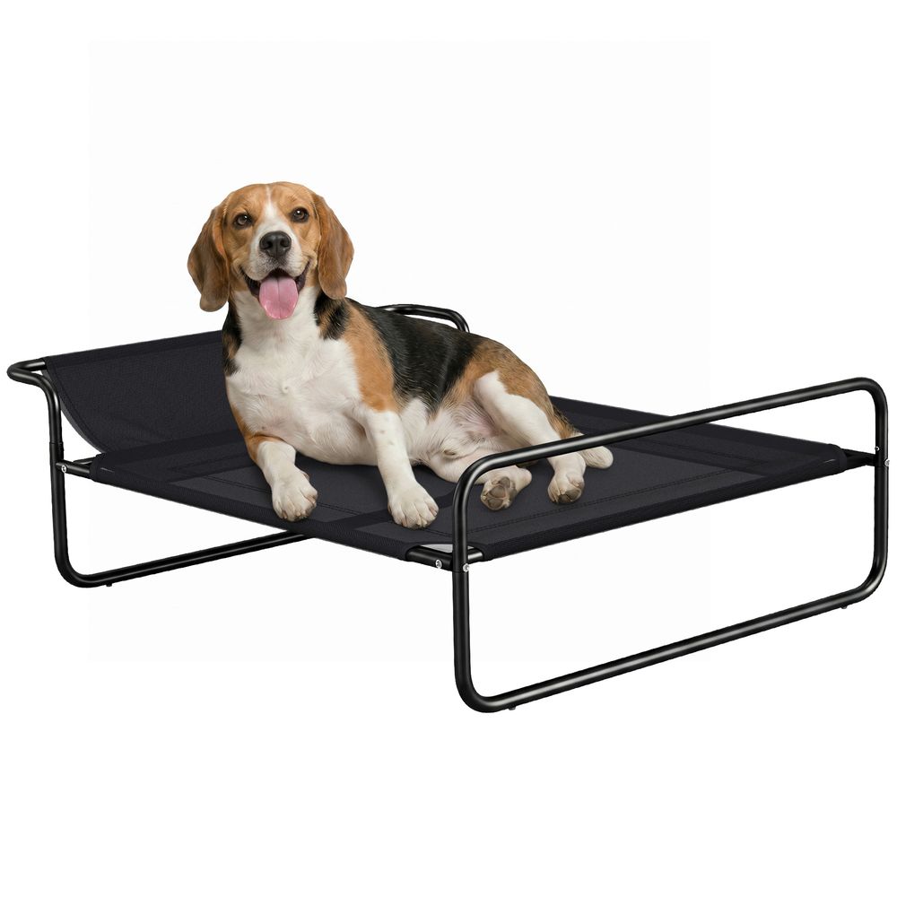Lit surélevé chien acier maille respirante 91 x 69 x 29 cm noir extérieur appui-tête réglable - comfortxl outdoor living