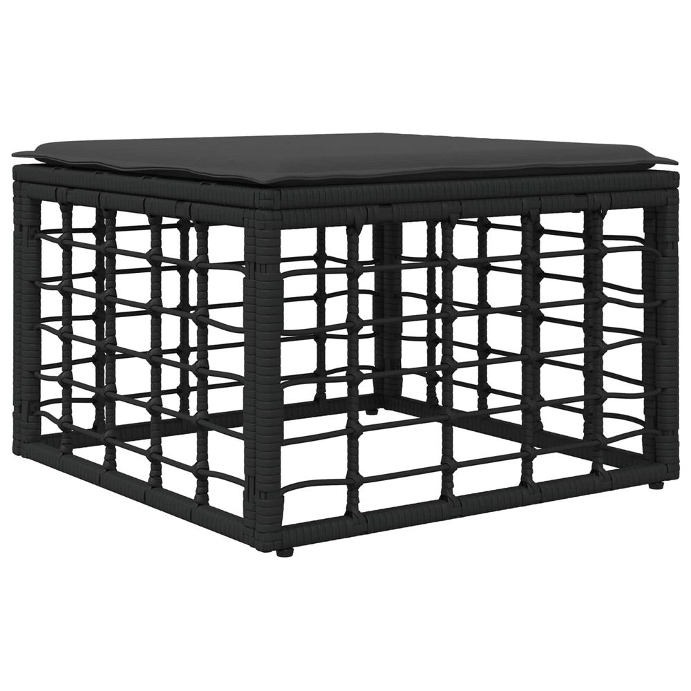 Pouf de jardin noir polyrotin