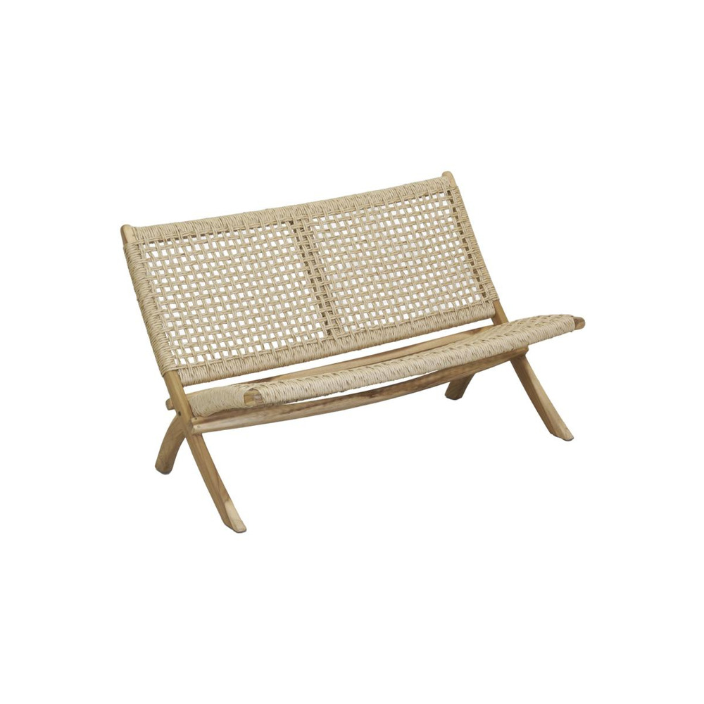 Banc pliant en teck et rotin synthétique beige baia baia