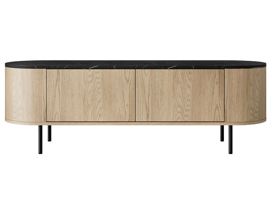 Sansa - meuble tv 139 cm - 2 portes - plateau effet marbre