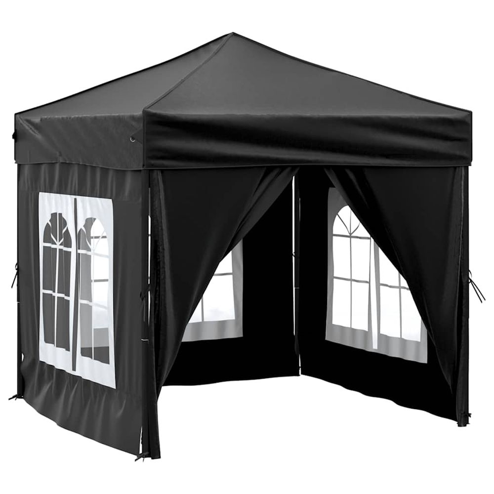 Tente de réception pliable avec parois noir 2x2 m