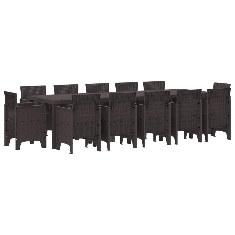 Ensemble de salle à manger pour jardin 13 pcs marron poly rotin