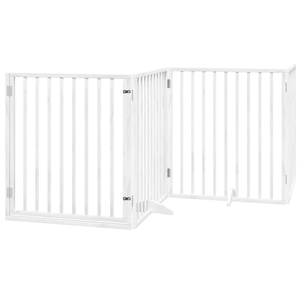 Porte pour chien pliable à 4 panneaux, blanche, 320 cm, bois de peuplier