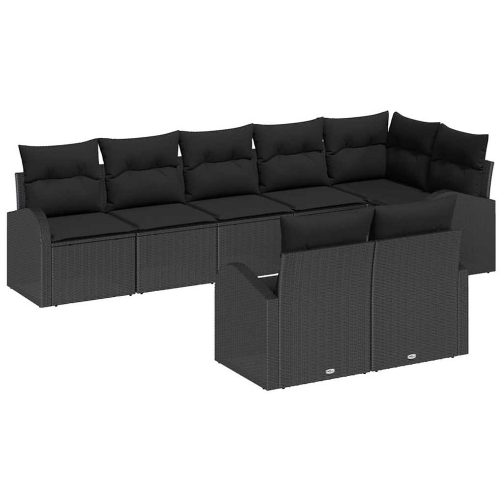 Ensemble de canapé de jardin 8 pc noir polyrotin