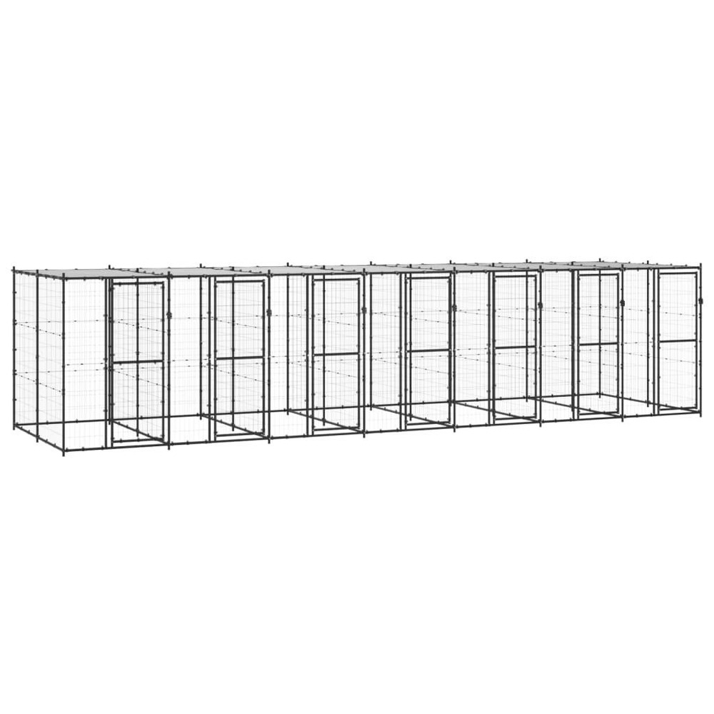 Chenil extérieur cage enclos parc animaux chien extérieur acier avec toit 16,94 m²