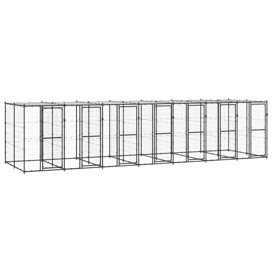 Chenil extérieur cage enclos parc animaux chien extérieur acier avec toit 16,94 m²