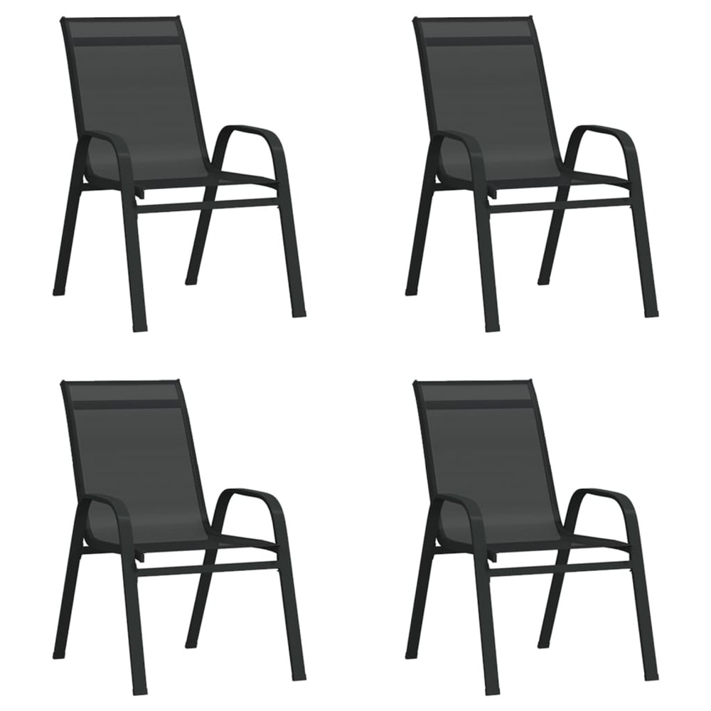 Chaises empilables de jardin lot de 4 noir tissu textilène
