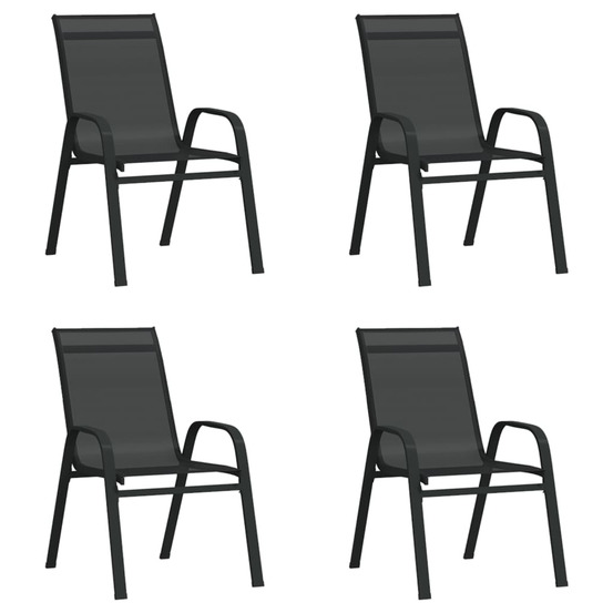 Chaises empilables de jardin lot de 4 noir tissu textilène