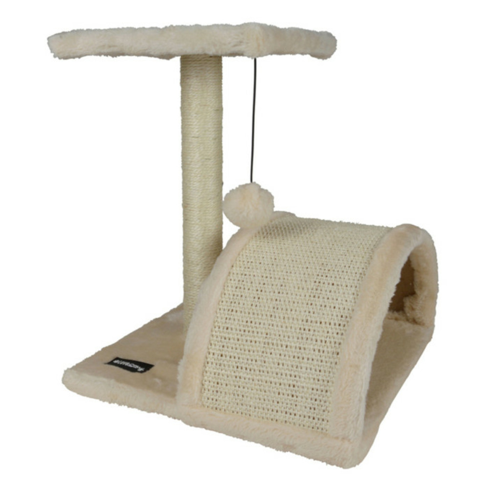 Arbre à chat avec tunnel 1 plateforme 38cm écru