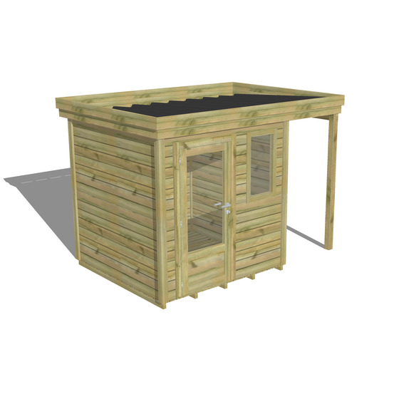 Abri de jardin bois pin traité autoclave 27mm - 3,14x2,14m / 7m2 - bac acier - plancher bois