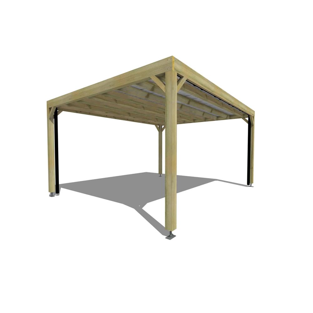 Carport bois autoportant 1 voiture 20 m² • 5 x 4 m • hauteur de passage 2,37 m • sens largeur • livraison comprise