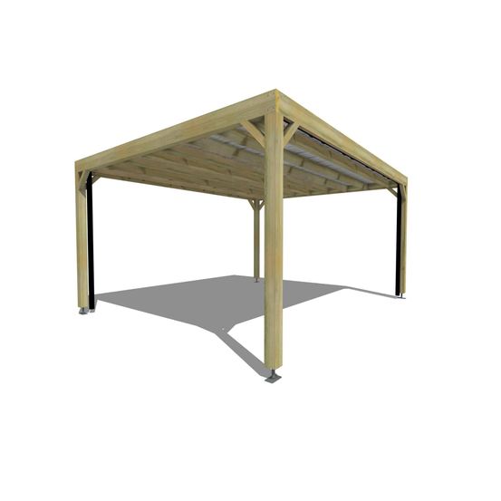 Carport bois autoportant 1 voiture 20 m² • 5 x 4 m • hauteur de passage 2,37 m • sens largeur • livraison comprise