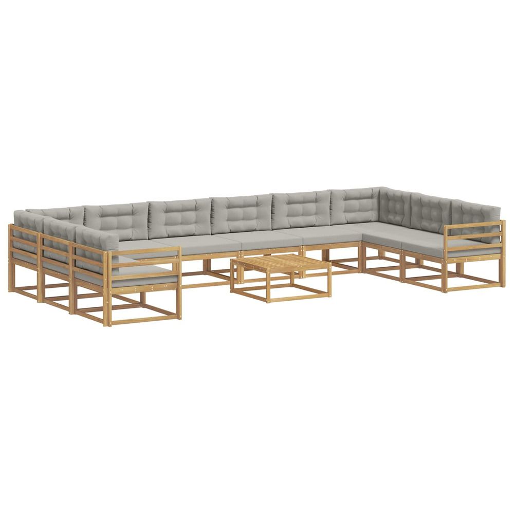 Ensemble de canapés d'extérieur 11 pc blanc et gris clair