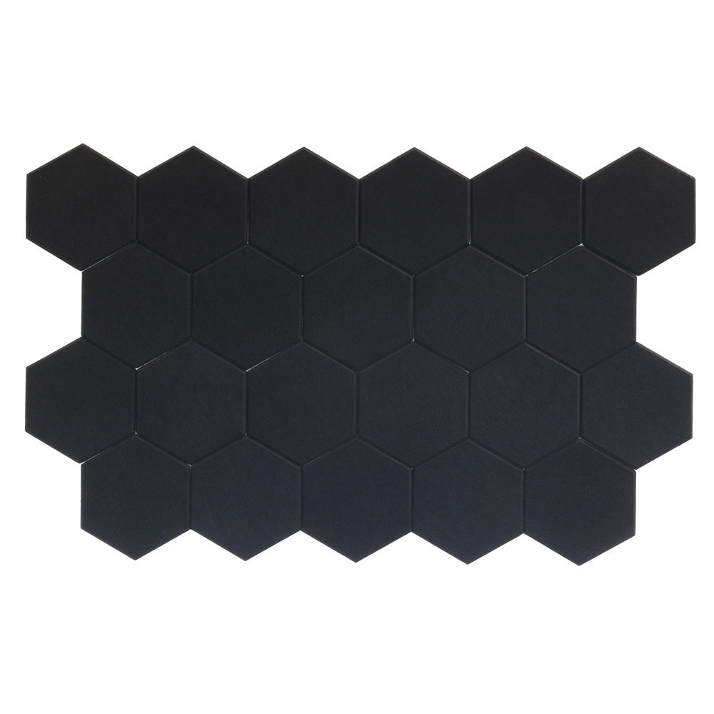 Panneaux muraux acoustiques hexagonaux - feutre pet noir - lot de 22