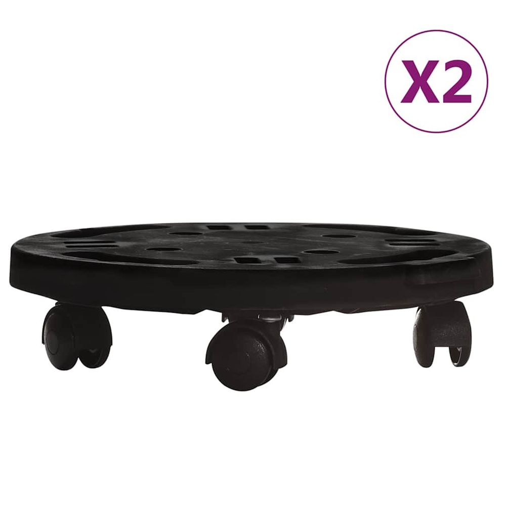Chariots à plantes avec roues 2 pcs diamètre 30 cm noir 170 kg