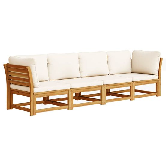 Salon de jardin 4 pcs avec coussins bois d'acacia solide