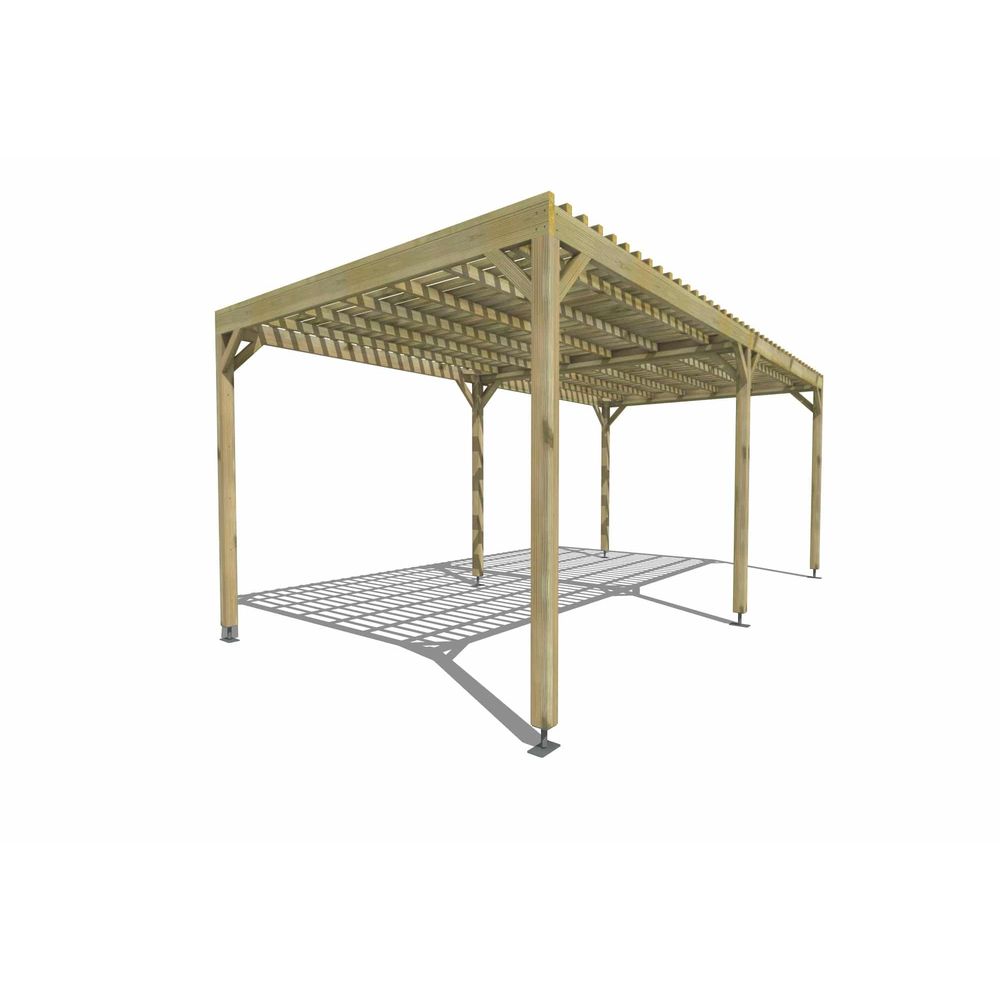 Pergola bois • 6m x 3m • indépendante • sens largeur • lattage bois • livraison comprise
