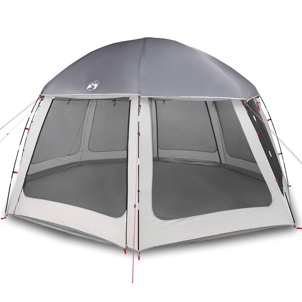 Tente piscine toit amovible parois maille gris 510x510 cm