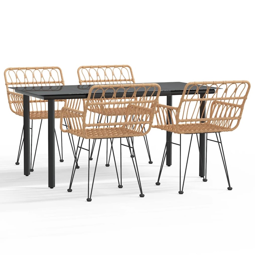 Ensemble à dîner salon de jardin meuble d'extérieur 5 pièces résine tressée