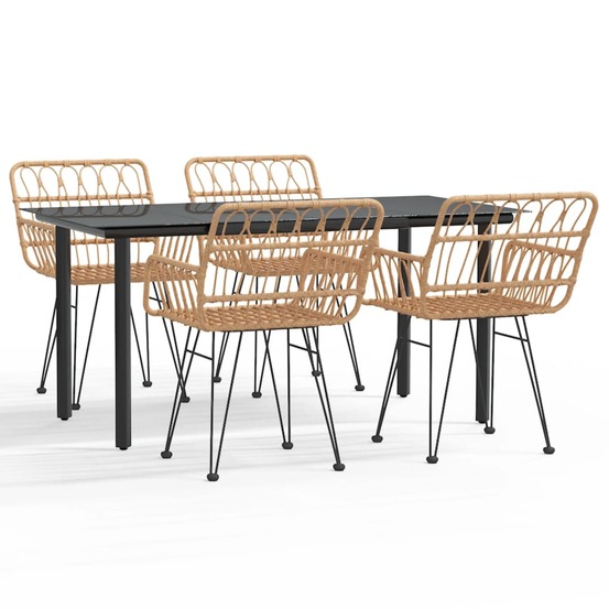 Ensemble à dîner salon de jardin meuble d'extérieur 5 pièces résine tressée