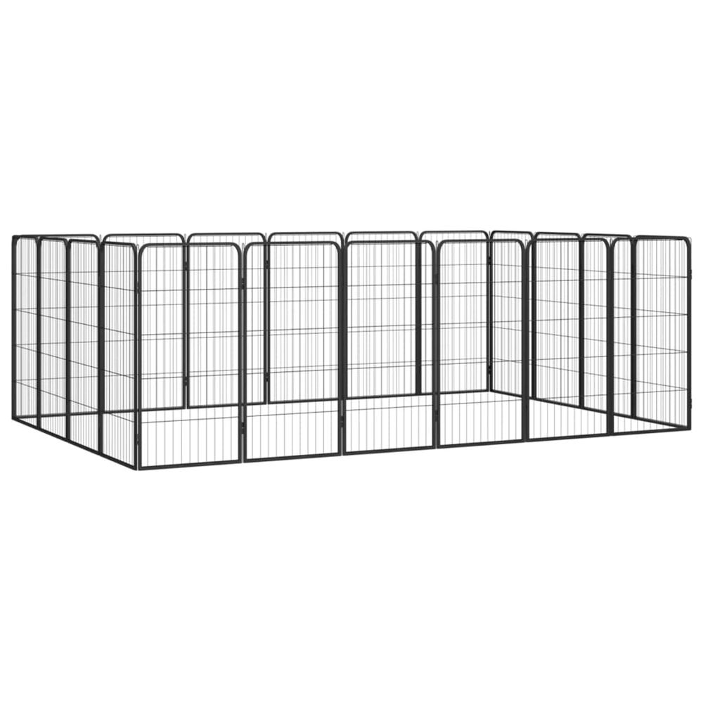 Parc pour chien 20panneaux noir 50x100cm acier enduit de poudre