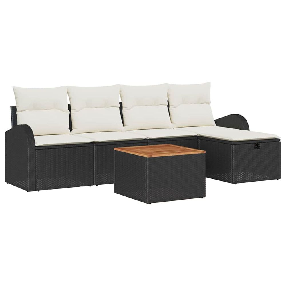 Ensemble de canapé de jardin 6 pc noir poly rotin