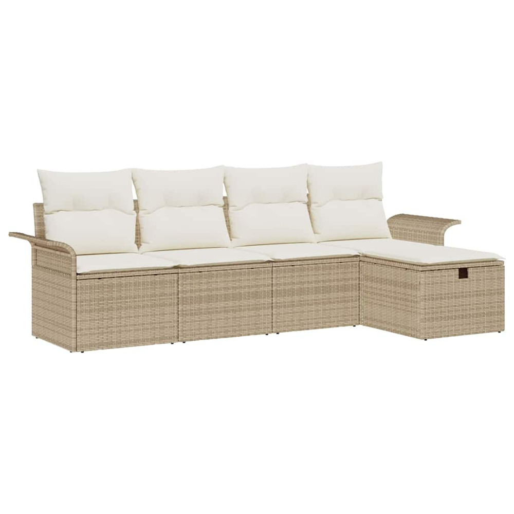 Ensemble de canapé de jardin 5 pcs beige poly rotin