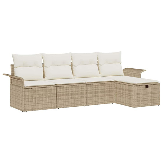 Ensemble de canapé de jardin 5 pcs beige poly rotin