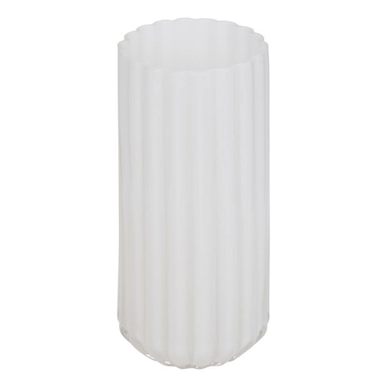 Vase fleur de rose strié 12x12x28cm blanc