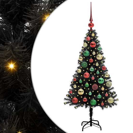 Sapin de noël avec 150 led avec support noir 120 cm pvc