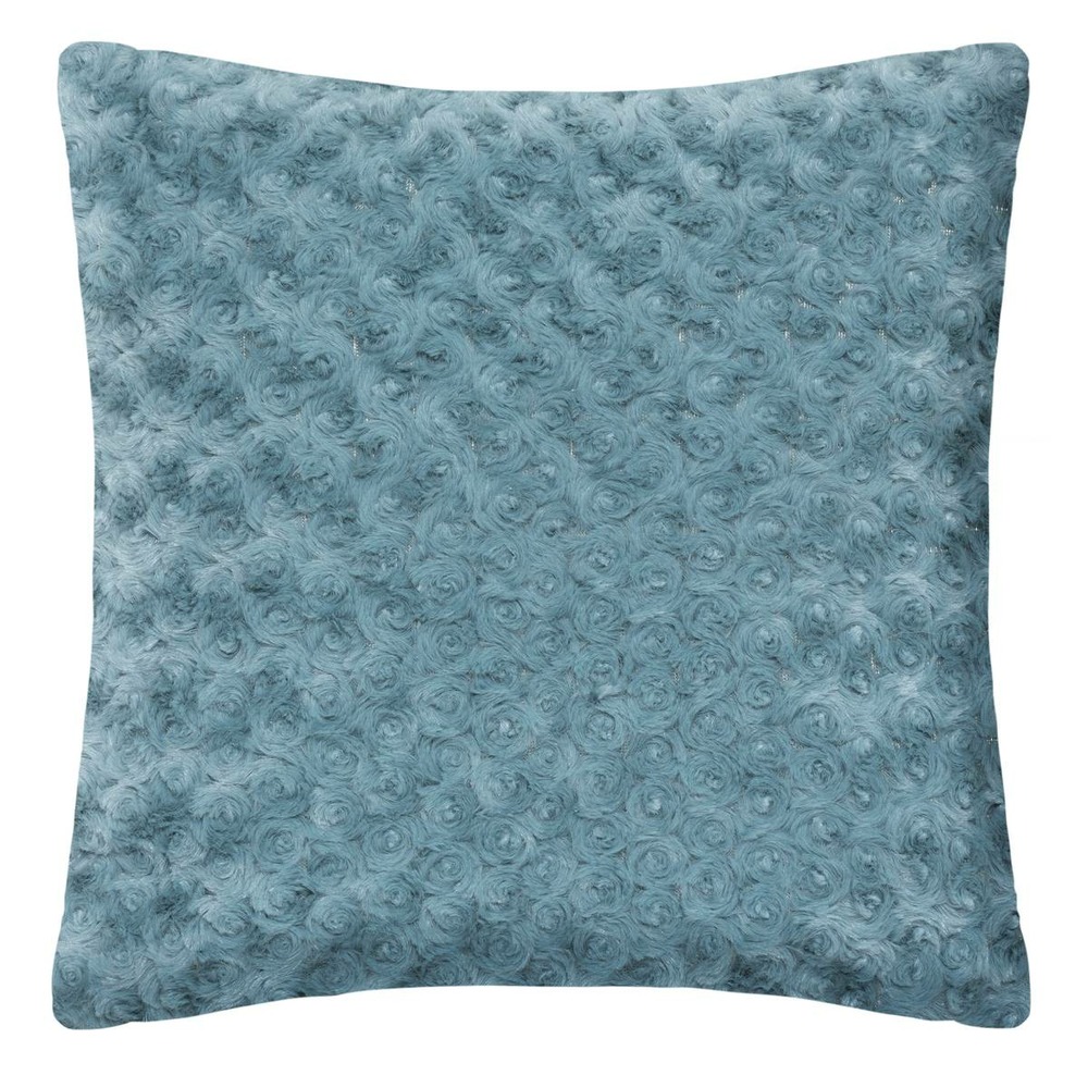 Coussin fourrure bouclé bleu orage - 45x45 cm