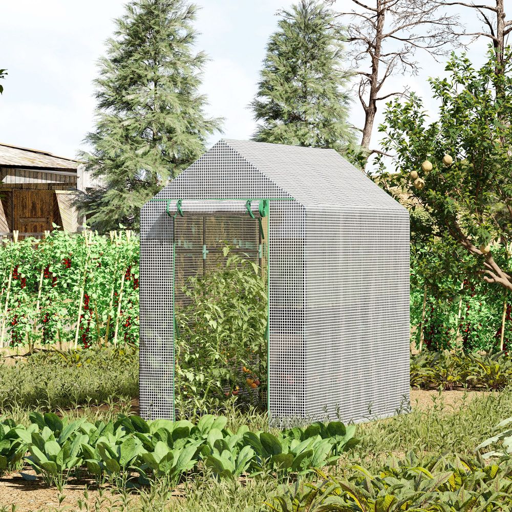 Serre de jardin acier et pe 186 x 120 x 190 cm blanc vert avec 4 étagères - comfortxl outdoor living