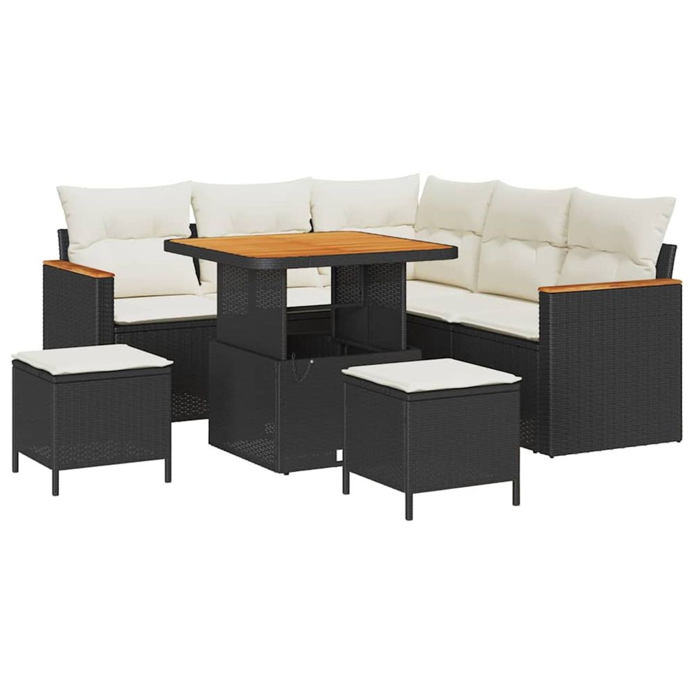 Ensemble de canapé de jardin 8 pc 5-nombre de places noir