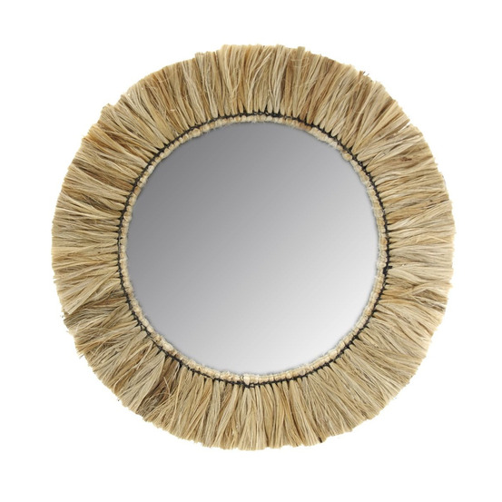 Miroir rond en jonc naturel