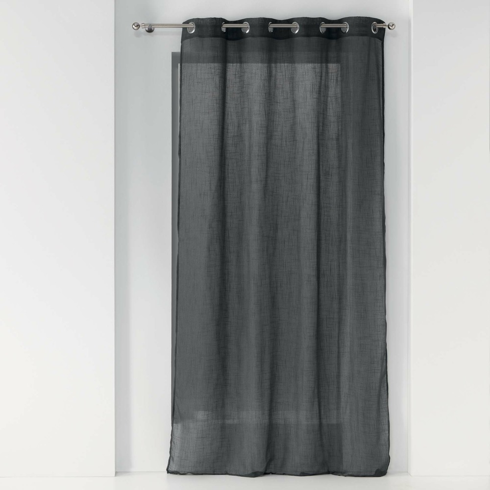 Rideau voile effet lin 140x240cm zazy anthracite