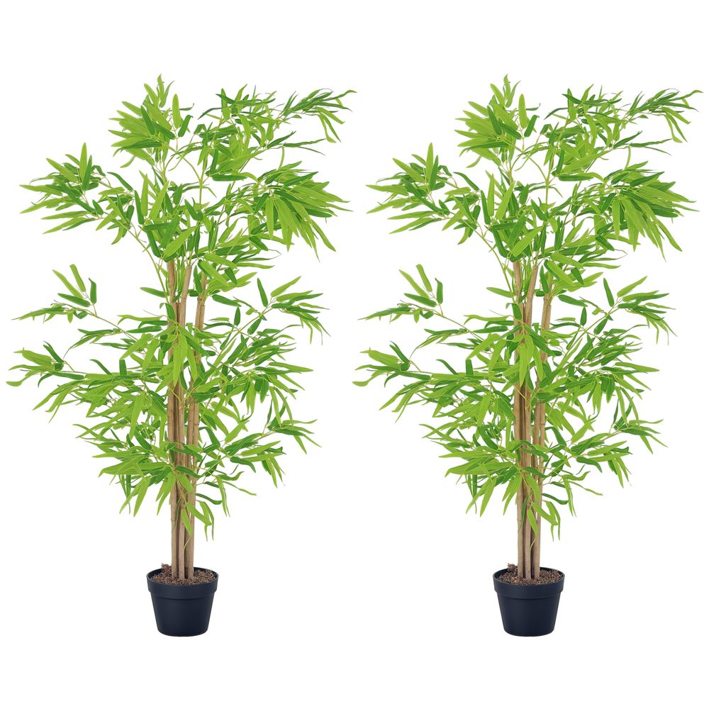 Lot 2 bambous artificiels pe décoration intérieure sans entretien 150cm vert