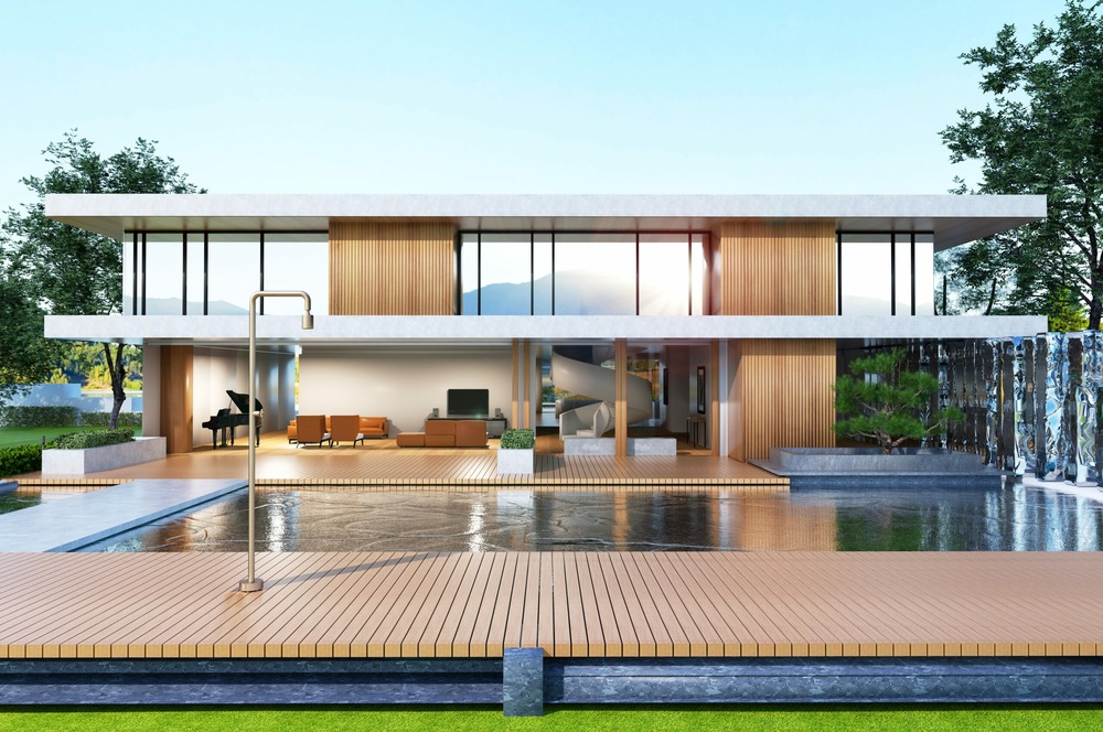 Douche de piscine beige en acier 316 pour un usage exterieur durable