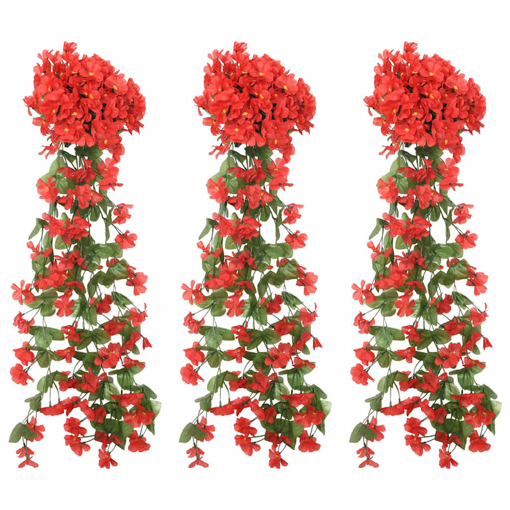 Guirlandes de fleurs 3 pcs rouge 85 cm