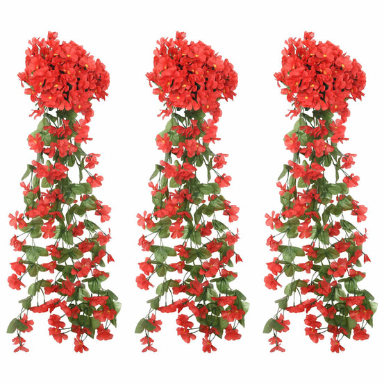 Guirlandes de fleurs 3 pcs rouge 85 cm