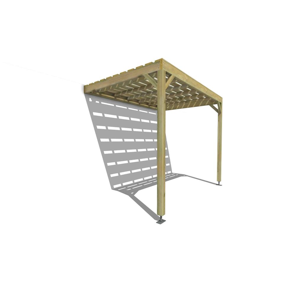Pergola bois • 3m x 2m • adossée • sens profondeur • platelage bois • livraison comprise