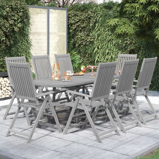 Ensemble à manger de jardin 9 pcs bois d'acacia solide