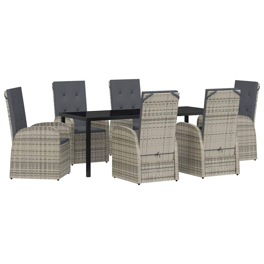 Ensemble de salle à manger pour jardin 7 pc gris polyrotin