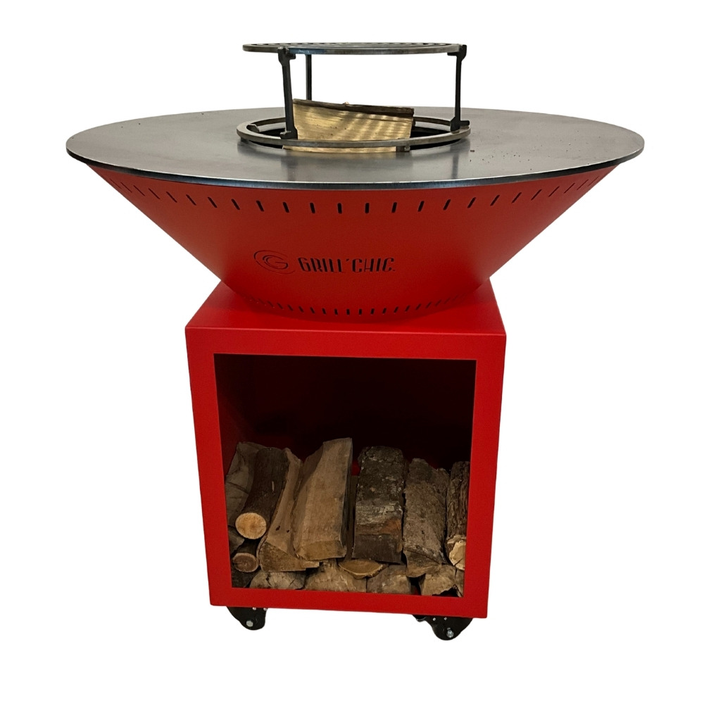 Classique double cuve acier - brasero 103 cm rouge - design audacieux et performant pour des soirées conviviales