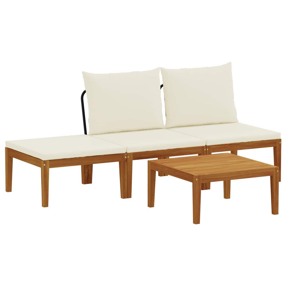 4 pc bois d'acacia massif et corde naturel