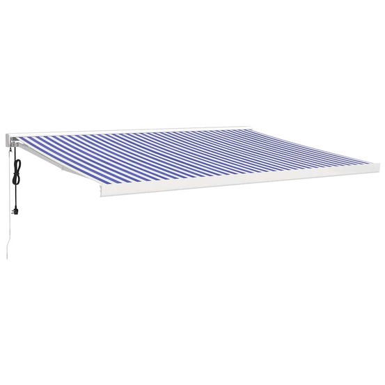 Auvent rétractable bleu et blanc 4x3 m tissu et aluminium