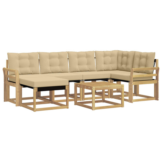 Ensemble de canapés d'extérieur 7 pcs blanc et beige