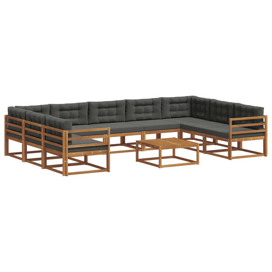 Ensemble de canapés d'extérieur 10 pcs naturel et anthracite