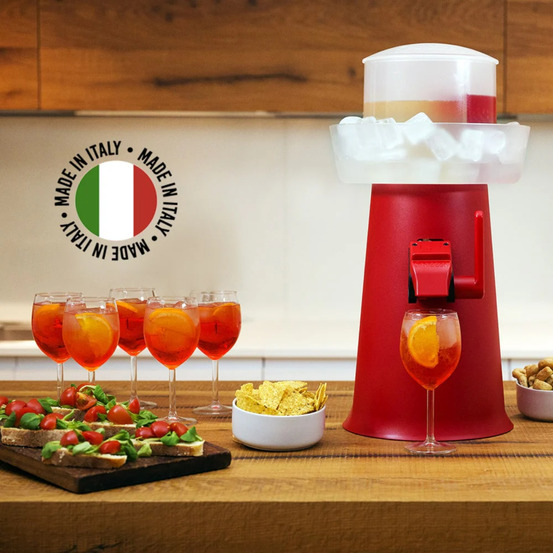 Kit complet rouge en plastique avec machine 12 verres sac 6 boîtes et tapis